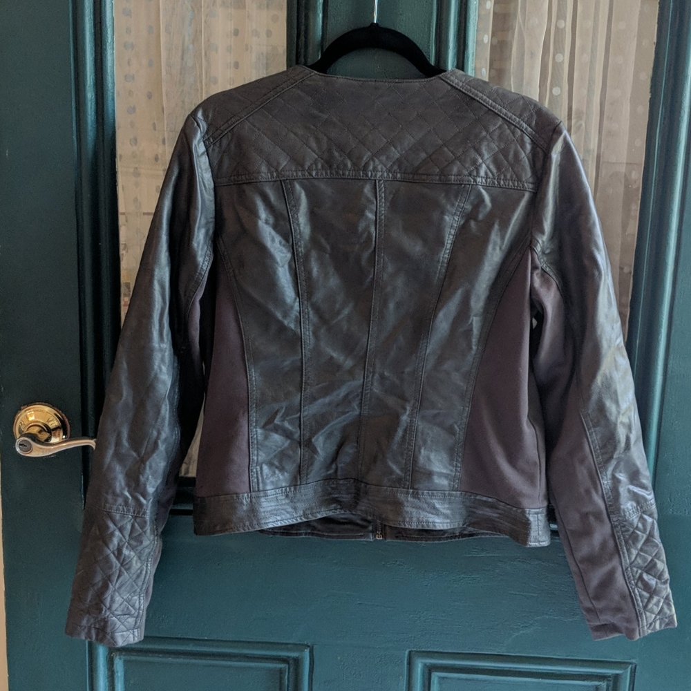 Maurice's faux leather/jersey zip up jacket. GUC. - Picture 2 of 9
